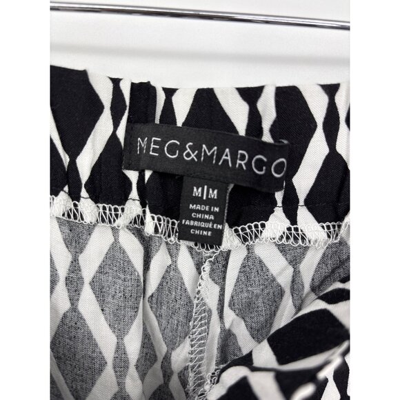 Meg & Margot Geometric Pull On Wide Leg Pant Black White Medium NEW - Picture 5 of 6